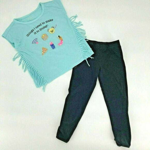 Childrens Place Girl Graphic Tee Outfit - Picture 1 of 7